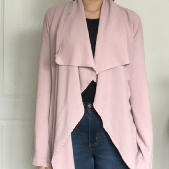 Women's Pink Trench Coat - Long Blazer - Light Jacket - Women's Business casual - Picture 1 of 4